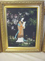 Set of 3 Japanese Geisha Lady Paintings - Gold Fra