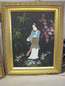 Set of 3 Japanese Geisha Lady Paintings - Gold Fra