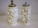 Rare Carved Bone Salt & Pepper Shakers - Ancient G