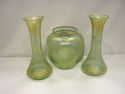 Vintage Three Piece Opalescent Glass Vases - Gold 