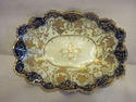 Antique Cobalt/Gold Gilt Oval Dish - Scalloped Edg