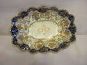 Antique Cobalt/Gold Gilt Oval Dish - Scalloped Edg