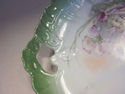 Green and Pink Floral Antique Plate - Cutout Handl