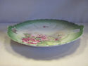 Green and Pink Floral Antique Plate - Cutout Handl