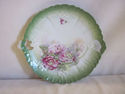 Green and Pink Floral Antique Plate - Cutout Handl