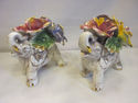 Pair of Capodimonte Elephants with Flowers - Italy