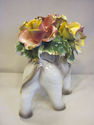 Capodimonte Ceramic Elephant with Flowers - Italy