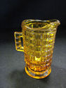 Small Yellow Pressed Glass Pitcher - Square Handle