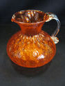 Orange Blown Glass Pitcher - Clear Glass Handle