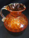 Orange Blown Glass Pitcher - Clear Glass Handle