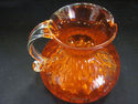 Orange Blown Glass Pitcher - Clear Glass Handle