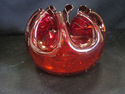 Handblown Deep Red Pinched Glass Bowl