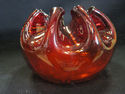 Handblown Deep Red Pinched Glass Bowl