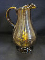 Amber Colored Blown Glass Pitcher - Stripped Desig