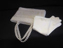 Vintage Pearl Handbag and 3/4 Length Pearl Gloves