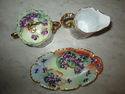 Porcelain Creamer, Covered Sugar and Dish - Violet