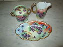 Porcelain Creamer, Covered Sugar and Dish - Violet