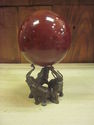 Deep Mahagony Wooden Sphere on Elephant Base