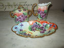 Porcelain Creamer, Covered Sugar and Dish - Violet