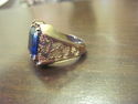 Antique Man's Ring - Blue Glass Stone - 10K Gold