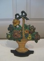 Large AnTIQUE Cast Iron Door Stop - Flower Basket