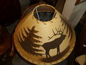 Rustic Twig Lamp with Handpainted Elk and Trees