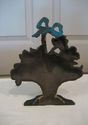 Large AnTIQUE Cast Iron Door Stop - Flower Basket