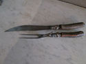 Antique Carving Set - Sterling and Antler Handles