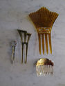 Set of Four Vintage Hair Combs & Hair Pin