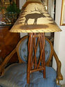 Rustic Twig Lamp with Handpainted Elk and Trees