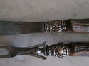 Antique Carving Set - Sterling and Antler Handles