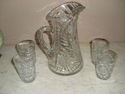 Vintage Crystal Pitcher and Four Tumblers