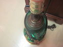 Vintage 1960's Painted Green Glass Pitcher Lamp