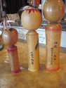 Set of Three Vintage Kokeshi Wood Dolls - Hand Pai