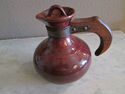 Vintage Ceramic Pitcher with Wood Handle - Burgand