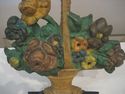 Large AnTIQUE Cast Iron Door Stop - Flower Basket