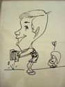 Vintage 1960's Cartoon Characture Drawing in Frame