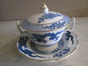 ANtique Sugar bowl and Saucer - Booth - Blue Drago