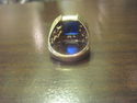 Antique Man's Ring - Blue Glass Stone - 10K Gold