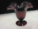 Beautiful Purple Art Glass Vase - Ruffled Edge