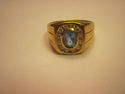 Antique Man's Ring - Light Blue Glass Stone - 10K 