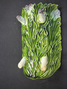 Majolica Asparagus Footed Dish