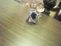 Ladies Sterling Silver CZ Ring - Large Blue Sapphi