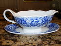 Blue and White Floral Gravy Boat - W. Germany