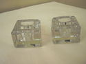 Set of Two Antique Square Glass Inkwells