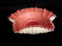  FENTON Pink/Cranberry Brides Bowl/Basket - Silver