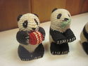 Set of Six Hand Made Crocheted Panda Bears - Diffe