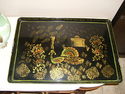 Vintage Metal Tole Tray with Gold Florals - Large 