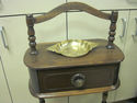 Vintage Wooden Smoke Stand with Brass Ashtray