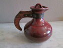 Vintage Ceramic Pitcher with Wood Handle - Burgand